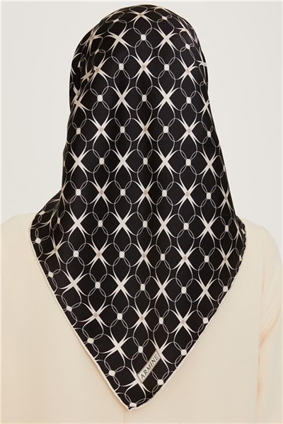 Armine Monogram Desenli Twill Saf İpek Eşarp 9207D 04