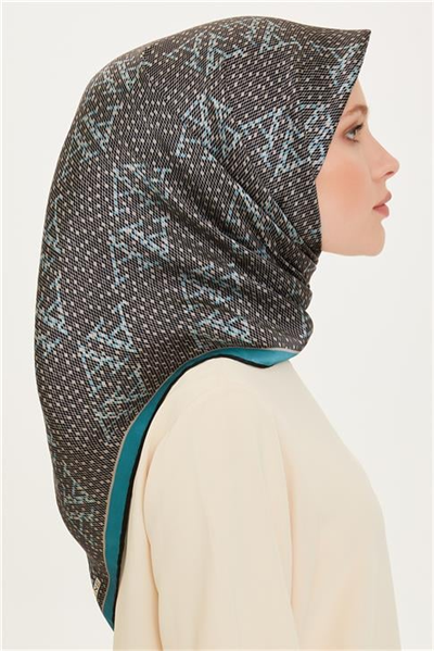 Armine Monogram Desenli Twill Saf İpek Eşarp 9228D 04