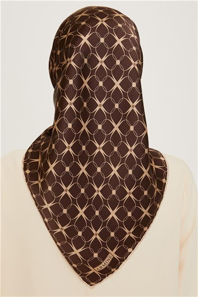 Armine Monogram Desenli Twill Saf İpek Eşarp 9207D 34