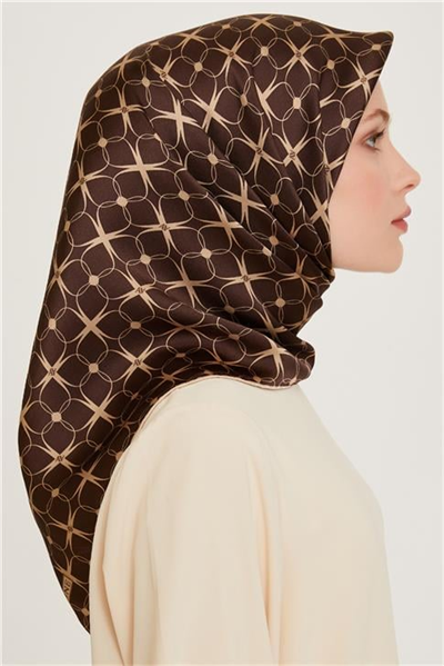 Armine Monogram Desenli Twill Saf İpek Eşarp 9207D 34