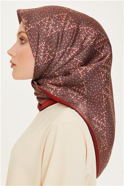 Armine Monogram Desenli Twill Saf İpek Eşarp 9228D 01