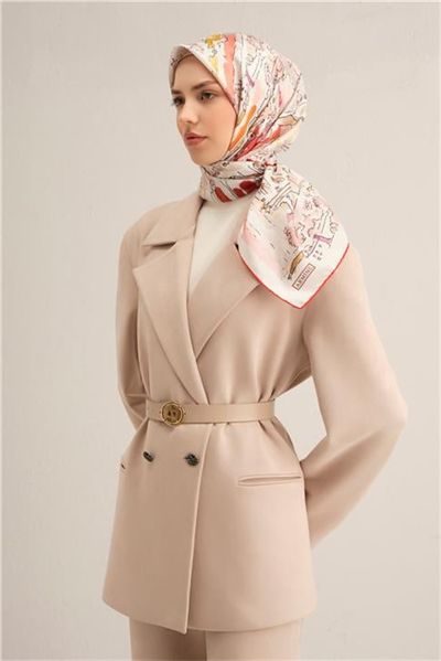 Armine Obje Desenli Saf İpek Sura Eşarp 9349D 32