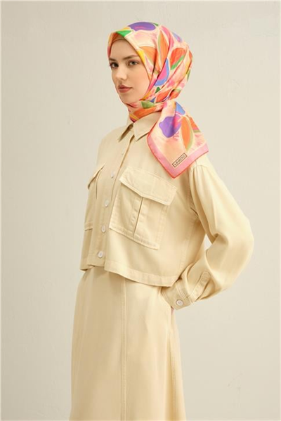 Armine Obje Desenli Saf İpek Sura Eşarp 9314D 01
