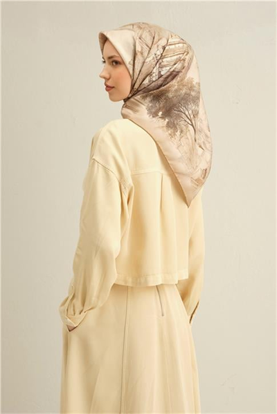 Armine Obje Desenli Saf İpek Sura Eşarp 9326D 56