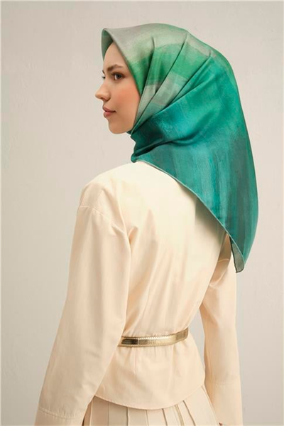 Armine Soyut Desenli Saf İpek Twill Eşarp 9308D 83