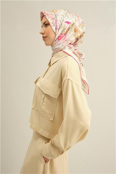 Armine Obje Desenli Saf İpek Sura Eşarp 9349D 34