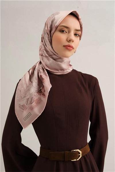 Armine Obje Desenli Saf İpek Sura Eşarp 9326D 32