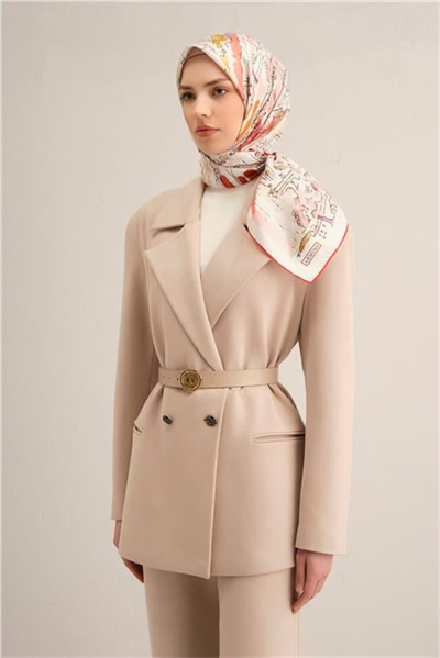 Armine Obje Desenli Saf İpek Sura Eşarp 9349D 32
