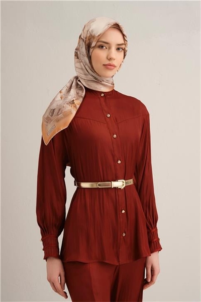 Armine Obje Desenli Saf İpek Sura Eşarp 9326D 83