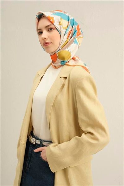 Armine Obje Desenli Saf İpek Sura Eşarp 9314D 36