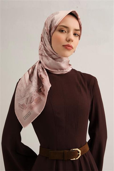 Armine Obje Desenli Saf İpek Twill Eşarp 9326D 32