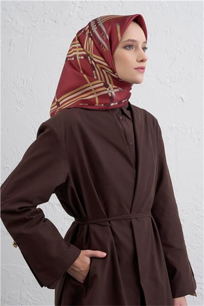 Armine Obje Desenli Saf İpek Twill Eşarp 9407D 36