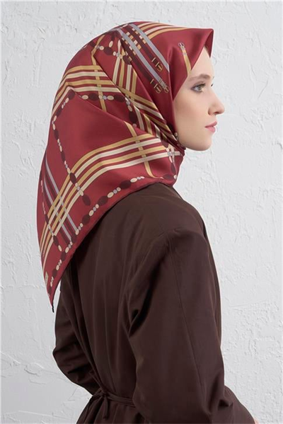 Armine Obje Desenli Saf İpek Twill Eşarp 9407D 36