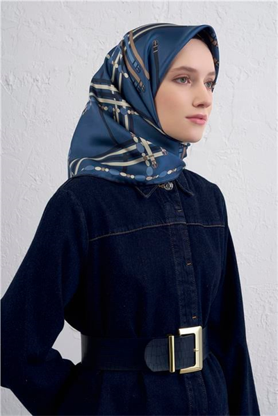 Armine Obje Desenli Saf İpek Twill Eşarp 9407D 33