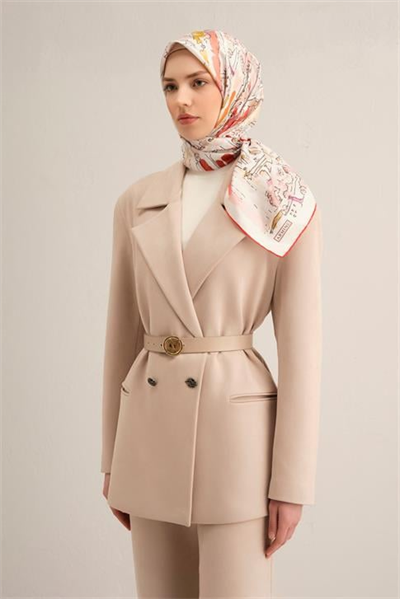 Armine Obje Desenli Saf İpek Twill Eşarp 9349D 32