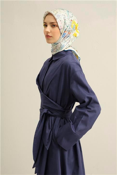 Armine Obje Desenli Saf İpek Twill Eşarp 9349D 50