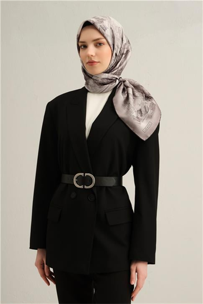 Armine Obje Desenli Saf İpek Twill Eşarp 9326D 81