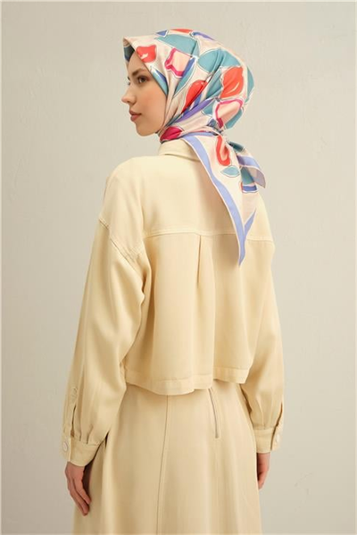 Armine Obje Desenli Saf İpek Twill Eşarp 9314D 35