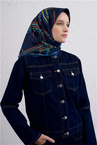 Armine Obje Desenli Saf İpek Twill Eşarp 9407D 51