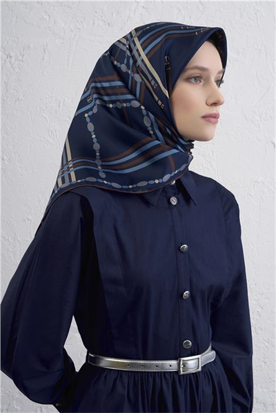 Armine Obje Desenli Saf İpek Twill Eşarp 9407D 83