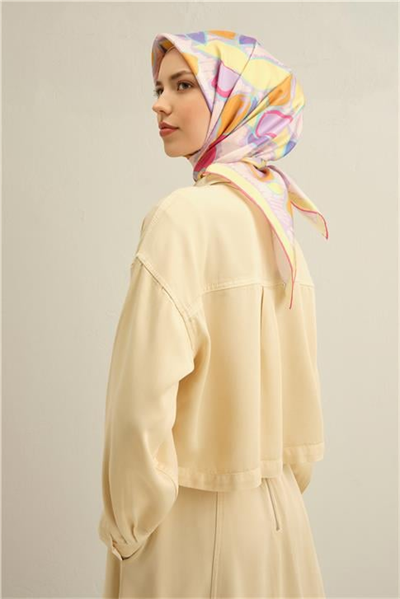 Armine Obje Desenli Saf İpek Twill Eşarp 9314D 52