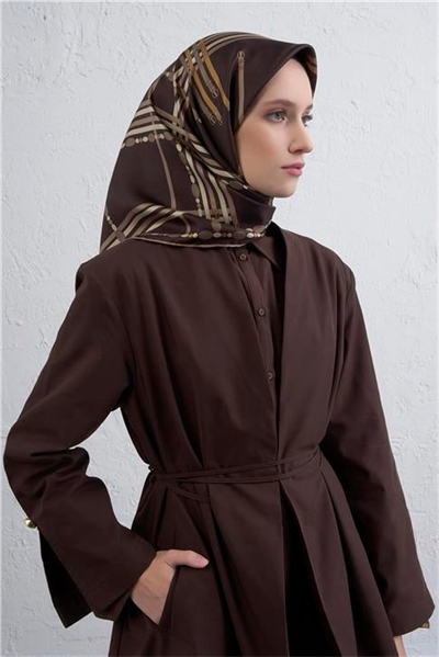 Armine Obje Desenli Saf İpek Twill Eşarp 9407D 31