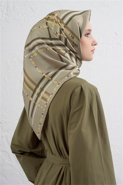Armine Obje Desenli Saf İpek Twill Eşarp 9407D 32