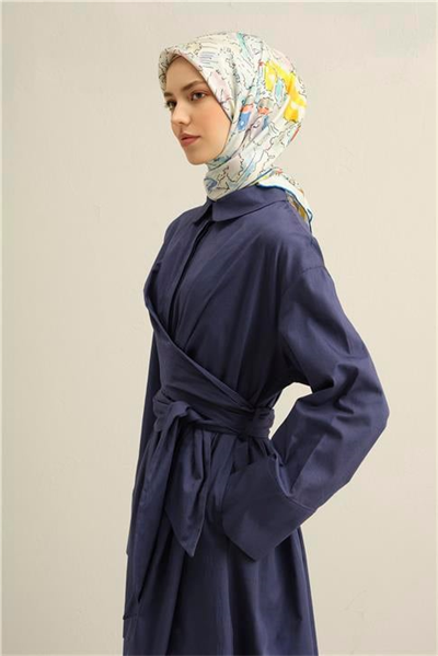 Armine Obje Desenli Saf İpek Twill Eşarp 9349D 50