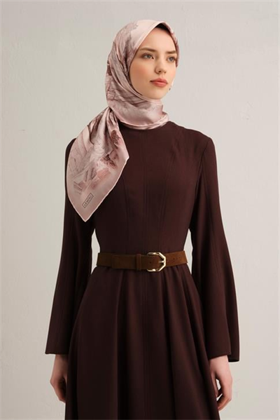 Armine Obje Desenli Saf İpek Twill Eşarp 9326D 32