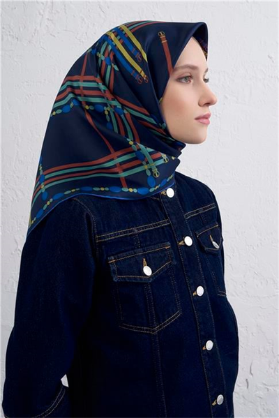 Armine Obje Desenli Saf İpek Twill Eşarp 9407D 51
