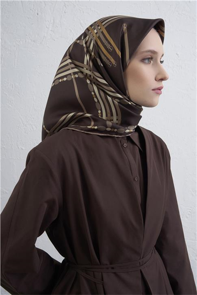 Armine Obje Desenli Saf İpek Twill Eşarp 9407D 31