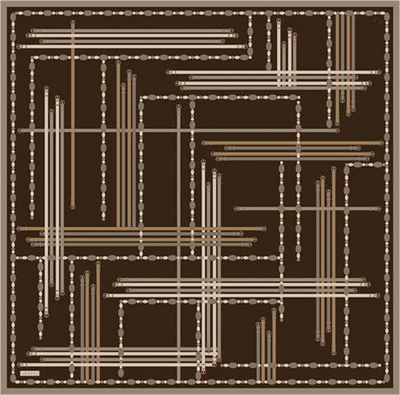 Armine Obje Desenli Saf İpek Twill Eşarp 9407D 31