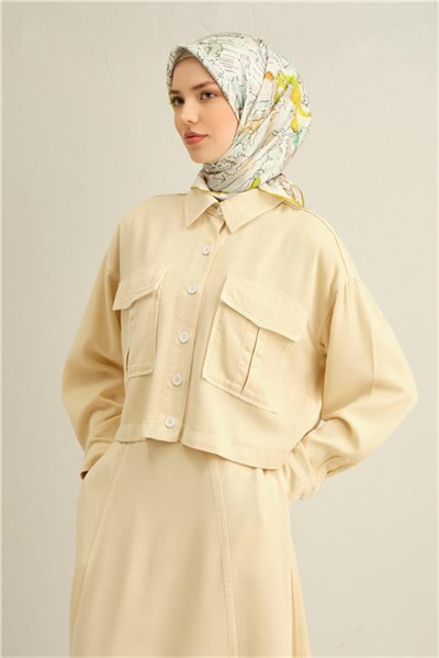 Armine Obje Desenli Saf İpek Twill Eşarp 9349D 54