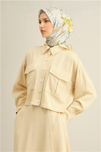 Armine Obje Desenli Saf İpek Twill Eşarp 9349D 54
