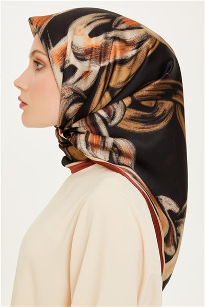Armine Obje Desenli Sura Saf İpek Eşarp 9253D 37 34