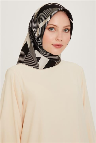 Armine Obje Desenli Sura Saf İpek Eşarp 9254D 01