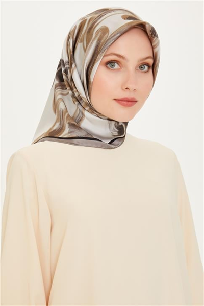 Armine Obje Desenli Sura Saf İpek Eşarp 9253D 37 37