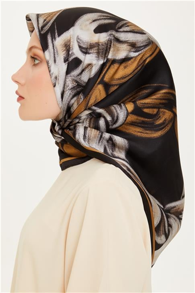 Armine Obje Desenli Sura Saf İpek Eşarp 9253D 37 01
