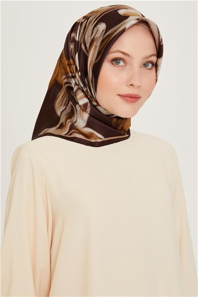 Armine Obje Desenli Sura Saf İpek Eşarp 9253D 37 03
