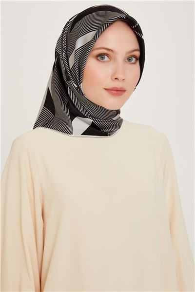Armine Obje Desenli Sura Saf İpek Eşarp 9254D 07