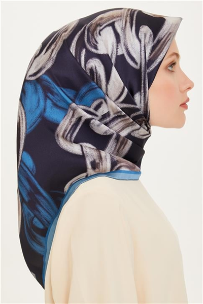 Armine Obje Desenli Sura Saf İpek Eşarp 9253D 37 52