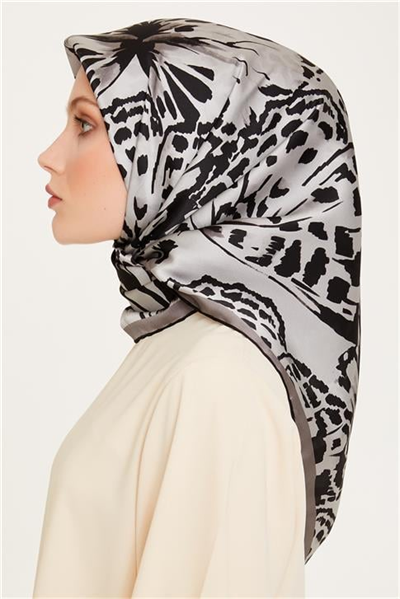 Armine Obje Desenli Sura Saf İpek Eşarp 9256D 39