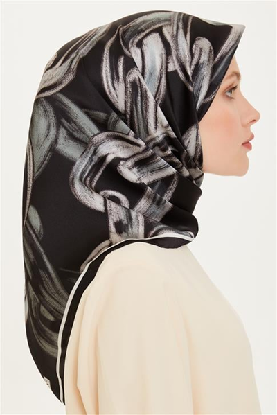 Armine Obje Desenli Sura Saf İpek Eşarp 9253D 37 09
