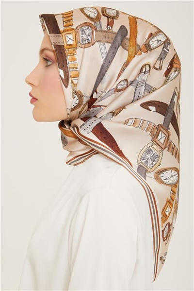 Armine Obje Desenli Twill İpek Eşarp 24Ya9141 80 84