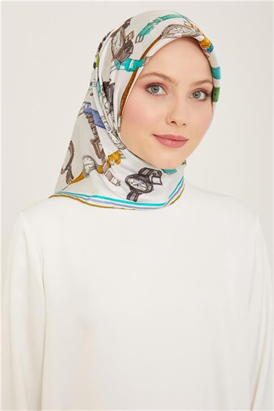 Armine Obje Desenli Twill İpek Eşarp 24Ya9141 80 01