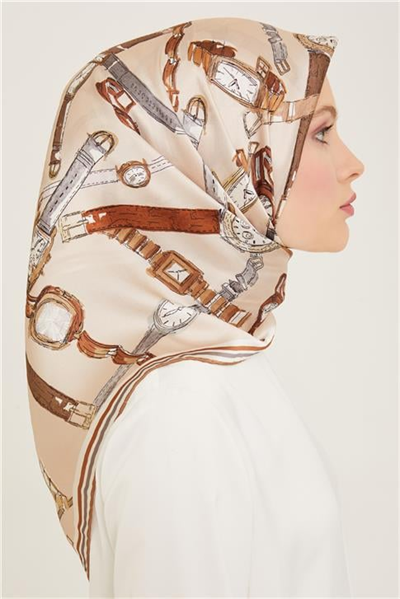Armine Obje Desenli Twill İpek Eşarp 24Ya9141 80 84