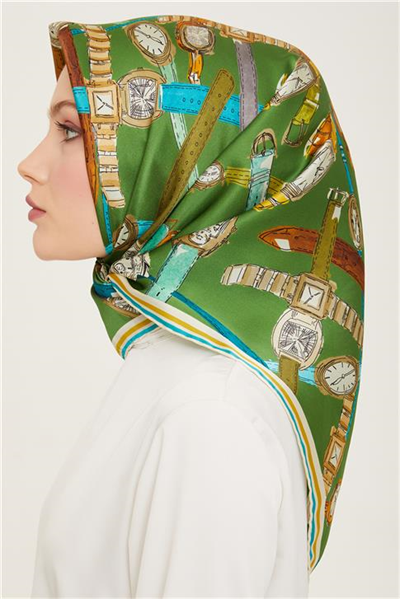 Armine Obje Desenli Twill İpek Eşarp 24Ya9141 80 50