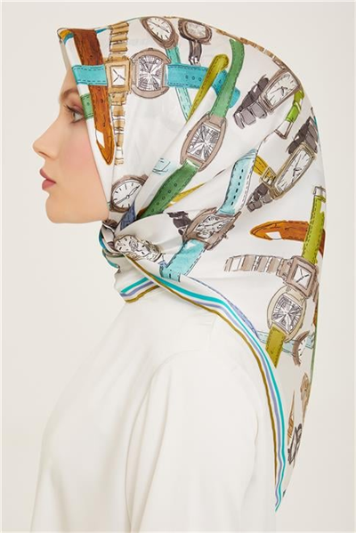Armine Obje Desenli Twill İpek Eşarp 24Ya9141 80 01