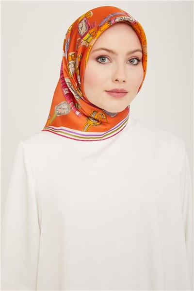Armine Obje Desenli Twill İpek Eşarp 24Ya9141 80 04