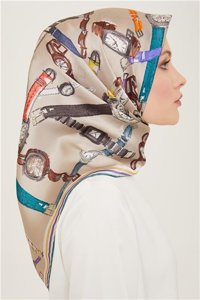 Armine Obje Desenli Twill İpek Eşarp 24Ya9141 80 80